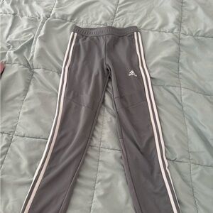 Adidas Gray Sweatpants with Three-Stripe Design